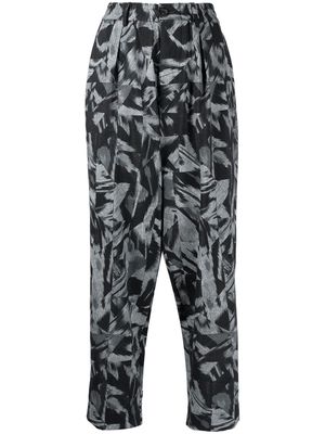 Pierre-Louis Mascia abstract-print straight trousers - Black