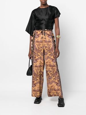 Pierre-Louis Mascia Adana patterned high-waist trousers - Brown