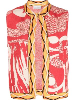 Pierre-Louis Mascia all-over graphic-print knit vest - Red