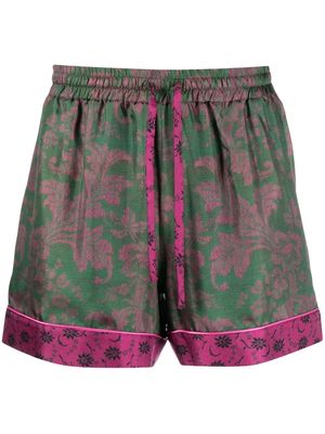 Pierre-Louis Mascia Aloe floral-print silk shorts - Green