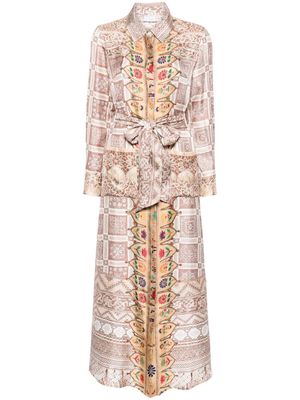 Pierre-Louis Mascia Aloe graphic-print silk dress - Multicolour