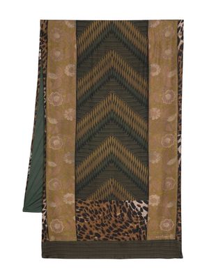 Pierre-Louis Mascia Aloe graphic-print silk scarf - Brown