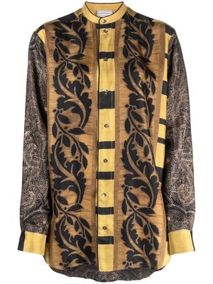 Pierre-Louis Mascia Aloe jacquard silk shirt - Gold