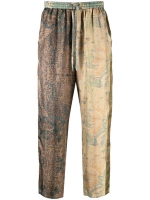 Pierre-Louis Mascia Aloe patterned-jacquard silk trousers - Green