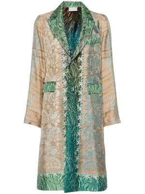 Pierre-Louis Mascia Aloe patterned silk coat - Brown