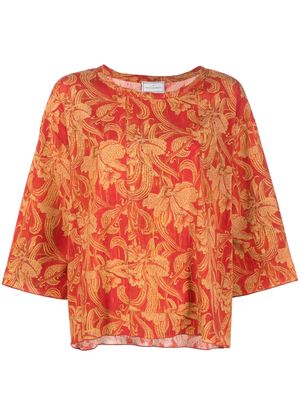 Pierre-Louis Mascia baroque-pattern print silk top - Red