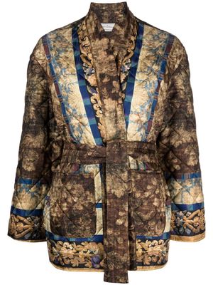 Pierre-Louis Mascia baroque-print quilted kimono - Brown