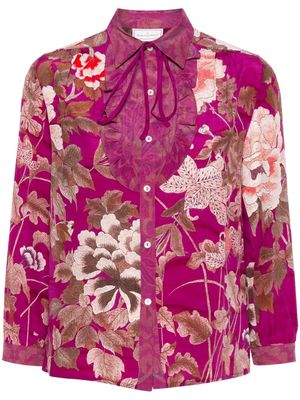 Pierre-Louis Mascia bib-collar floral shirt - Pink