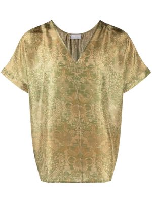 Pierre-Louis Mascia Briancon patterned-jacquard silk top - Green