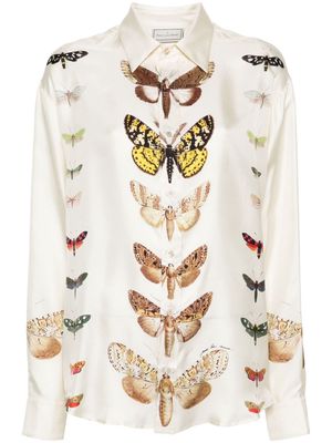 Pierre-Louis Mascia butterfly-print silk shirt - Neutrals