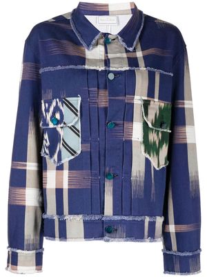 Pierre-Louis Mascia buttoned-up checked pattern - Blue