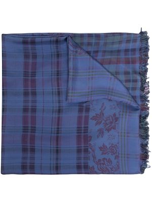 Pierre-Louis Mascia check-print silk scarf - Blue
