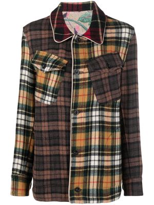 Pierre-Louis Mascia check-print wool shirt jacket - Brown