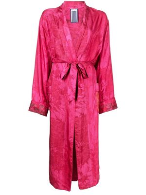 Pierre-Louis Mascia embroidered belted silk coat - Pink