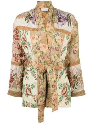 Pierre-Louis Mascia floral-print belted coat - Neutrals