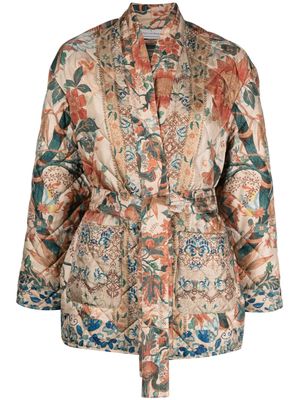 Pierre-Louis Mascia floral print belted jacket - Neutrals