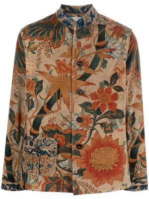 Pierre-Louis Mascia floral-print corduroy shirt jacket - Brown