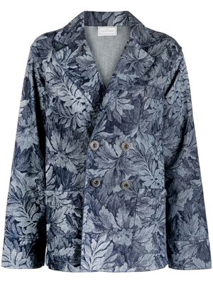 Pierre-Louis Mascia floral-print denim blazer - Blue