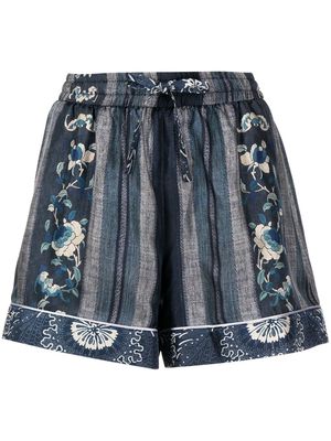 Pierre-Louis Mascia floral-print short shorts - Blue
