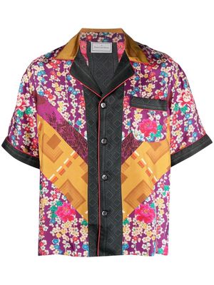 Pierre-Louis Mascia floral-print short-sleeved silk shirt - Purple