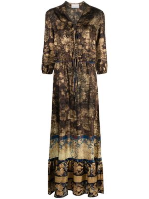 Pierre-Louis Mascia floral-print silk maxi dress - Brown