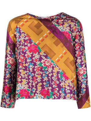 Pierre-Louis Mascia floral-print silk top - Purple