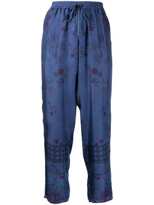 Pierre-Louis Mascia floral-print silk trousers - Blue
