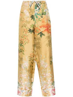 Pierre-Louis Mascia floral-print silk trousers - Neutrals