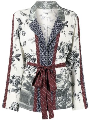 Pierre-Louis Mascia floral-print tied-waistband jacket - Neutrals