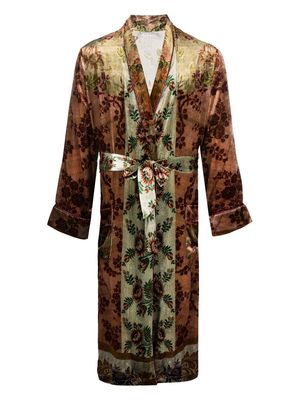 Pierre-Louis Mascia floral velvet-effect robe - Brown