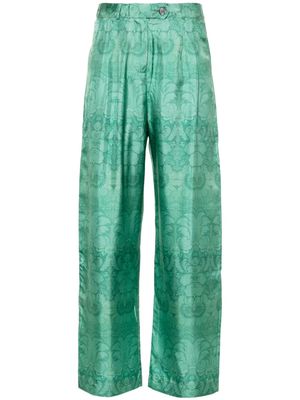 Pierre-Louis Mascia floral wide-leg trousers - Green