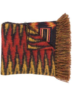 Pierre-Louis Mascia fringed intarsia-knit scarf - Yellow
