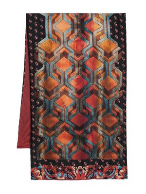 Pierre-Louis Mascia geometric-pattern print silk scarf - Red