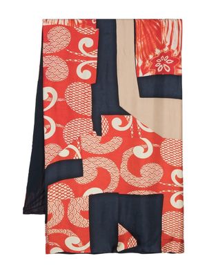 Pierre-Louis Mascia geometric-print silk-cotton scarf - Red