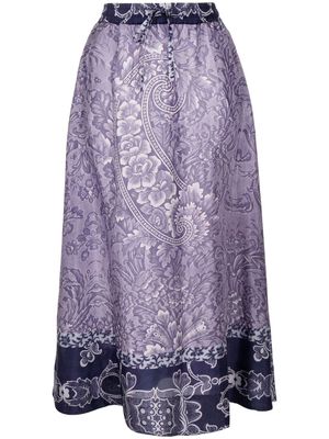 Pierre-Louis Mascia Gonna Bresson floral-print straight skirt - Purple