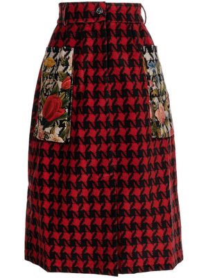 Pierre-Louis Mascia Gonna houndstooth contrast-pocket skirt - Multicolour