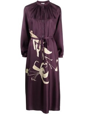 Pierre-Louis Mascia graphic-print silk midi dress - Purple