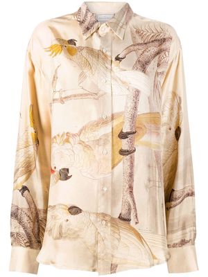 Pierre-Louis Mascia graphic-print silk shirt - Brown