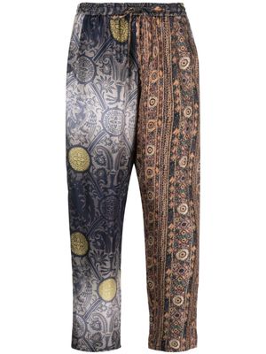 Pierre-Louis Mascia graphic-print silk trousers - Brown