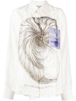 Pierre-Louis Mascia illustration-print silk shirt - White