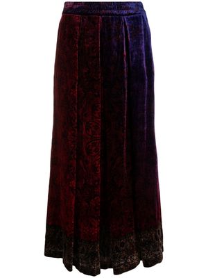 Pierre-Louis Mascia Kanada patterned floral-print velvet skirt - Red