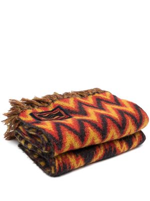 Pierre-Louis Mascia knitted zigzag blanket - Yellow