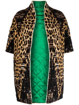 Pierre-Louis Mascia leopard-print x quilted reversible kimono - Brown
