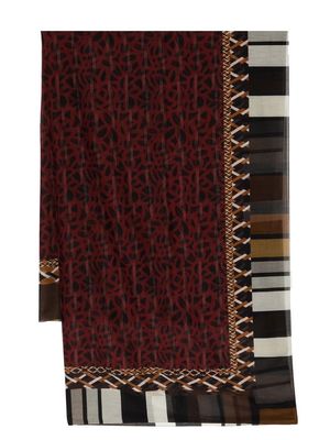 Pierre-Louis Mascia mix-pattern cotton-silk scarf - Brown