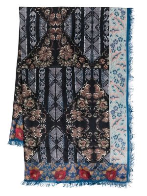 Pierre-Louis Mascia mix-pattern silk scarf - Blue