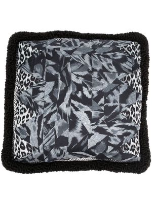 Pierre-Louis Mascia mix-print frayed-edge cushion - Grey