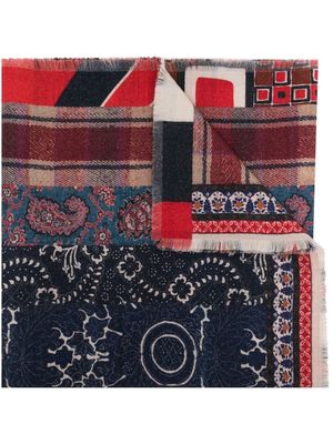 Pierre-Louis Mascia mix-print wool scarf - Red