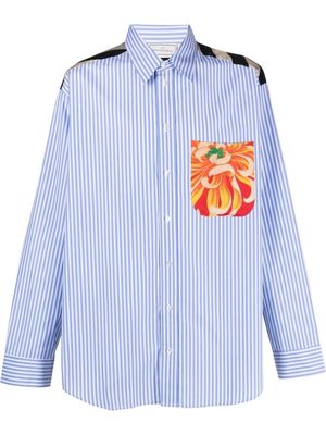 Pierre-Louis Mascia patchwork-print cotton-silk shirt - Blue