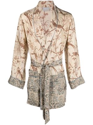 Pierre-Louis Mascia patterned belted silk jacket - Neutrals