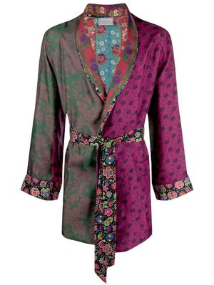 Pierre-Louis Mascia patterned belted silk jacket - Purple